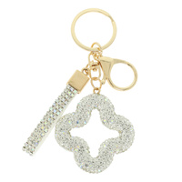 JEWELED 4-LEAF CLOVER KEYCHAIN
