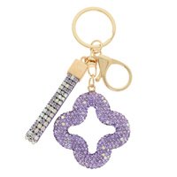 JEWELED 4-LEAF CLOVER KEYCHAIN