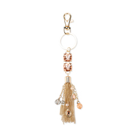 Chain Tassel With Dangly Beads And Stones Keychain Charm Kcy4996G