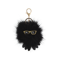 Fur Pom Pom Ball With Eyes And Feet Keychain Charm Kcy5712Bk