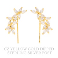 GOLD PLATED CZ FLORAL CLIMBER EARRINGS