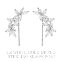 GOLD PLATED CZ FLORAL CLIMBER EARRINGS