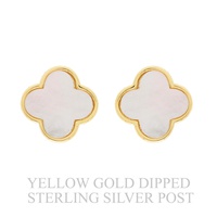 GOLD PLATED MOTHER OF PEARL QUATREFOIL EARRINGS