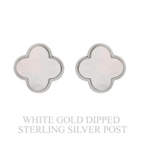 GOLD PLATED MOTHER OF PEARL QUATREFOIL EARRINGS