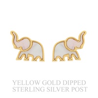 GOLD PLATED MOTHER OF PEARL ELEPHANT DROP EARRINGS