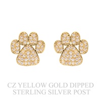 GOLD PLATED CZ PAVE PAW STUD EARRINGS