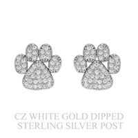 GOLD PLATED CZ PAVE PAW STUD EARRINGS