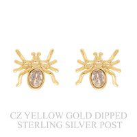 GOLD PLATED CZ GEMSTONE SPIDER DROP EARRINGS