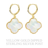 GOLD PLATED MOTHER OF PEARL QUATREFOIL HOOPS