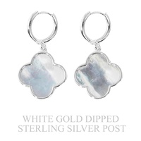 GOLD PLATED MOTHER OF PEARL QUATREFOIL HOOPS