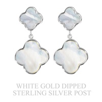 GOLD PLATED MOTHER OF PEARL QUATREFOIL EARRINGS