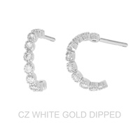 GOLD DIPPED CZ FLORAL OPEN HOOP EARRINGS