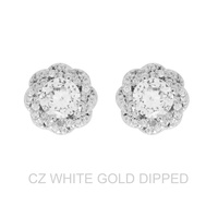GOLD DIPPED CZ TWISTED KNOT STUD EARRINGS