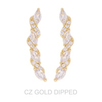 GOLD DIPPED CZ PETAL CUT VINE CRAWLER EARRINGS