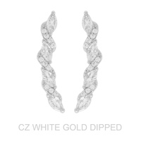 GOLD DIPPED CZ PETAL CUT VINE CRAWLER EARRINGS