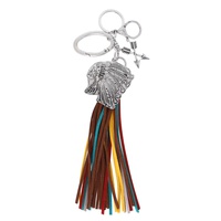 WESTERN  INDIAN CHIEF TASSEL CHARM KEYCHAIN