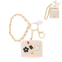 PU QUILTED HEADPHONE CASE KEYCHAIN CHARM BRACELET