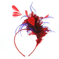Kh2696Rp Red Hatter Bendable Feather Headband Fascinator