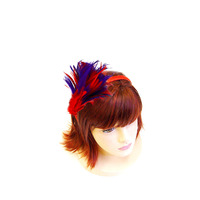 Kh2698Rp Red Hatter Bendable Feather Headband Fascinator