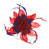 Kh2700Rp Red Hatter Feather Hair Comb Fascinator