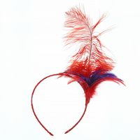 Kh2706Rp Red Hatter Feather Headband Fascinator