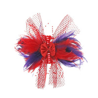 Kh2721Rp Red Hatter Feather And Netting Jawclip