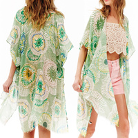 TIE DYE KAFTAN STYLE TRANSLUCENT COVER-UP WOMEN'S KIMONO