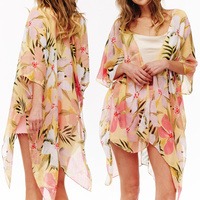 HIBISCUS TROPICAL TRANSLUCENT WOMEN'S COVER-UP KIMONO