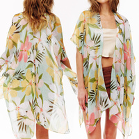 HIBISCUS TROPICAL TRANSLUCENT WOMEN'S COVER-UP KIMONO