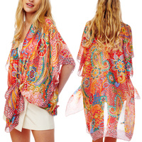 FLORAL PAISLEY PRINTED SILKY KIMONO