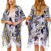DECORATIVE TIE DYE PRINTED KIMONO
