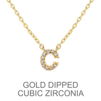 GOLD DIPPED CZ INITIAL NECKLACE