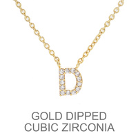 GOLD DIPPED CZ INITIAL NECKLACE