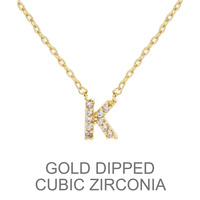 GOLD DIPPED CZ INITIAL NECKLACE