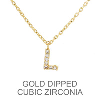 GOLD DIPPED CZ INITIAL NECKLACE
