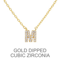 GOLD DIPPED CZ INITIAL NECKLACE