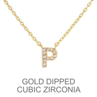 GOLD DIPPED CZ INITIAL NECKLACE