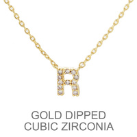 GOLD DIPPED CZ INITIAL NECKLACE