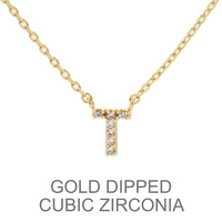 GOLD DIPPED CZ INITIAL NECKLACE