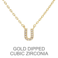 GOLD DIPPED CZ INITIAL NECKLACE