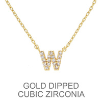 GOLD DIPPED CZ INITIAL NECKLACE