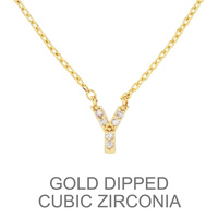 GOLD DIPPED CZ INITIAL NECKLACE