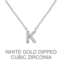 GOLD DIPPED CZ INITIAL NECKLACE