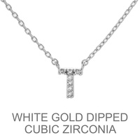 GOLD DIPPED CZ INITIAL NECKLACE