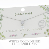 SYNTHETIC PEARL CUBIC ZIRCONIA BRIDESMAIDS ADJUSTABLE CHAIN NECKLACE IN YELLOW GOLD AND WHITE GOLD PLATING