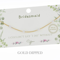 STATION SYNTHETIC PEARL BRIDESMAIDS ADJUSTABLE CHAIN NECKLACE IN YELLOW GOLD AND WHITE GOLD PLATING