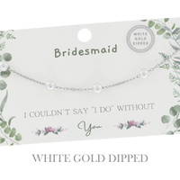 STATION SYNTHETIC PEARL BRIDESMAIDS ADJUSTABLE CHAIN NECKLACE IN YELLOW GOLD AND WHITE GOLD PLATING