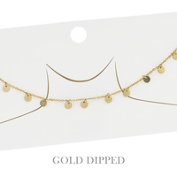 15" GOLD DIPPED ADJUSTABLE DISC STATION NECKLACE