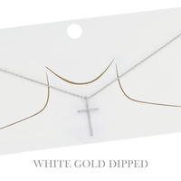 15" GOLD DIPPED ADJUSTABLE CROSS PENDANT NECKLACE
