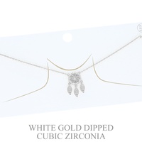 15.5 INCH GOLD PLATED CZ DREAM CATCHER NECKLACE